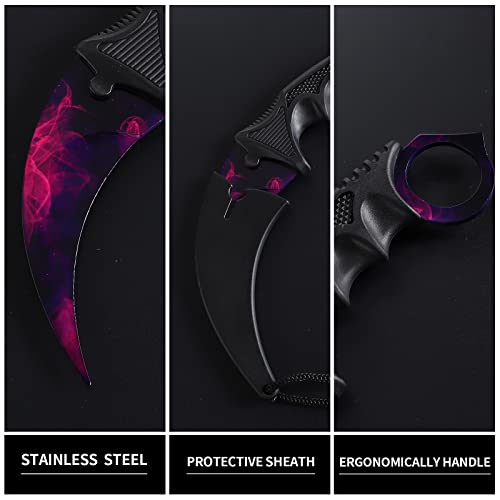 Milaloko No Offensive Karambit Knife Trainer, Karambit Trainer Stainless Steel Without Cutting Edge Practice Training Knife With Sheath For Beginner 100% Safe Trainer Tool #TOP1