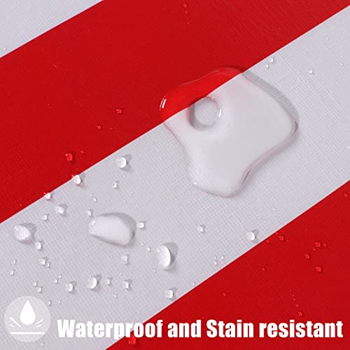 Lushvida 100% Pvc Outdoor Tablecloth With Umbrella Hole, Waterproof & Stain Resistant Vinyl Table Cloth For Spring Summer Patio Garden Tabletop Decor, Red/White Stripe, Rectangular 60X102 Inch #TOP2