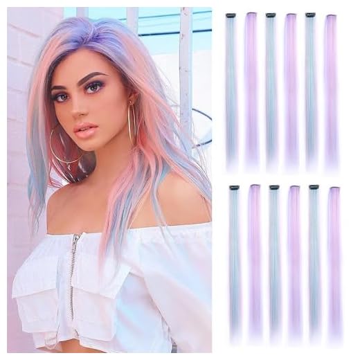 Noaxylic 10 Piezas Extensiones Colores, Extensiones de Clip de Pelo, Extensión de Cabello de Colores para Niños, 22 Pulgadas Extensión de Pelo Recto de Color Clip, para Niñas Mujeres Party Festivale