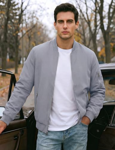 Image of TACVASEN Men's Lightweight Jacket Casual Spring Fall Windbreaker Bomber Zip Up Coat with Pocket