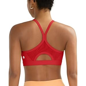 Running GIRLSports Bra for Women,Y Back Molded Cup Medium Impact Sports Bras for Women with Sewn in Pads Deep Red Large