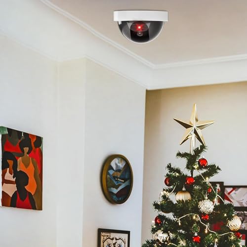 image for WALI Dummy Fake Security CCTV Dome Camera with Flashing Red LED Light 