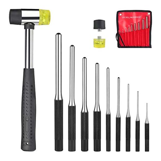 Feyachi Roll Pin Punch Set with Storage Pouch, 9 Piece Steel Removal Tool Kit
