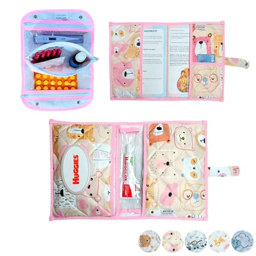 Necessaire Porta Remédios Portátil + Porta Fraldas, lenço Umedecido e Pomada + Porta Caderneta de Vacinação Para Bebê(URSINHA MEL)