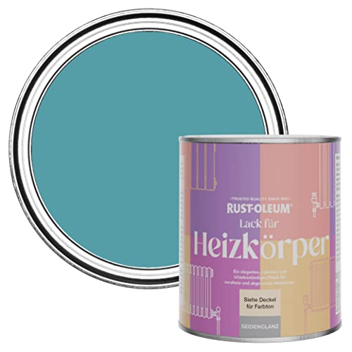 Rust-Oleum, blau Heizkörperfarbe, hitzebeständig, geruchsarm in Seidenglanz Finish - Petrol 750ML
