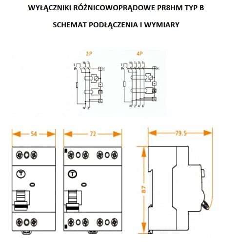 Gacia - Fehlerstromschutzschalter - für Den Leistungselektronikwandler - Sicherung der Elektrischen Installation - PR8HM - Typ B - 40A - 100mA - 10kA