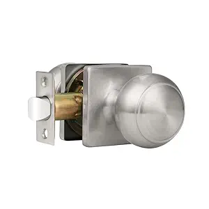 NIZADO (1 Pack Modern Passage Door Knob, Brushed Nickel Closet Door Knobs, Non Locking Interior Door Knob, Round Ball Door Handle Lockset, Keyless Doorknob for Hallway