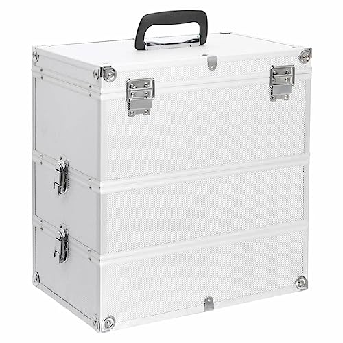vidaXL Kosmetikkoffer Schminkkoffer Friseurkoffer Schmuckkoffer Alukoffer Werkzeugkoffer Werkzeugkasten Alu 37x24x40cm Silbern Aluminium