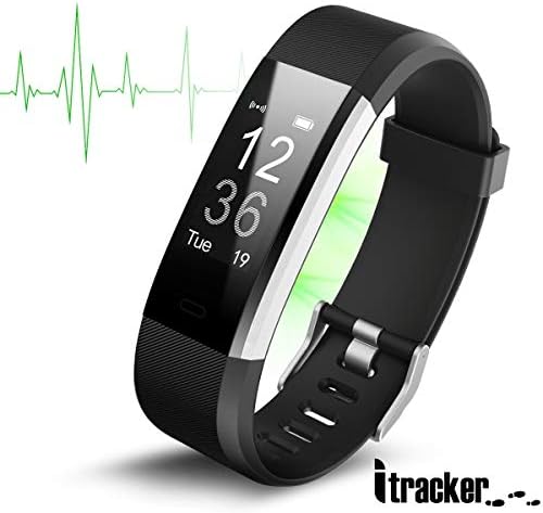 ITRACKER Fitness Tracker [2019], Activity Tracker Watch with Heart Rate Monitor, Waterproof Smart Bracelet with Step Counter, Calorie Counter, Pedometer Watch for Kids Women and Men (Black)