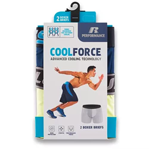 Russell (2 Pack) Coolforce Men's Boxer Briefs, Comfortable Moisture Wicking Mens Underwear Boxer Briefs Pack Navy-Neon #TOP1