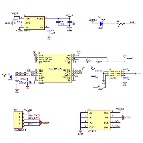 Seamuing GT-U7 GPS Modul Kleiner GPS Empfänger Niedriger Stromverbrauch Hohe Empfindlichkeit 3,6 V -5 V Kompatibel mit NEO-6M für 51 Mikrocontroller STM32 Arduino EEPROM