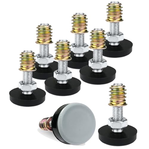 WAFJAMF - WAFJAMF M8 Thread Leveling Feet PTFE(Teflon) Bottom(28mm Base), Adjustable Furniture Feet Threaded Screw in Furniture Glide Leveler for Carpet and Hardwood Surface (28mm Base M8x1.5-8 Pack)