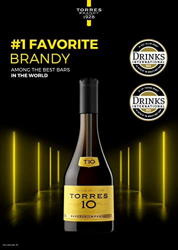 Torres Brandy | 10 Reserva Imperial inkl. Glas| Mehrfach ausgezeichneter spanischer Brandy | Aus der Weinregion Penedès | 700ML | 38%