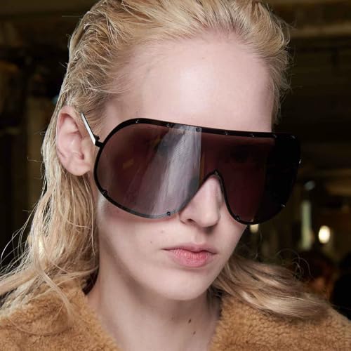 bullabulling Oversized Ladies Sunglasses Fashion Vintage Goggles Eyewear for Men Big Frame Rivet Sun Glasses UV4004