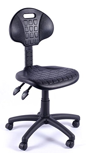Relax Office Furniture Industrial Chair, Black, Polyurethane, Wipe Clean, Rolling, Cushioned, Suitable for Labs and Factories