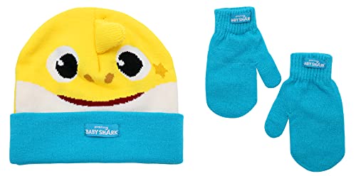 Nickelodeon Toddler Baby Shark Winter Hat and Mitten Set, Yellow, 2-5T