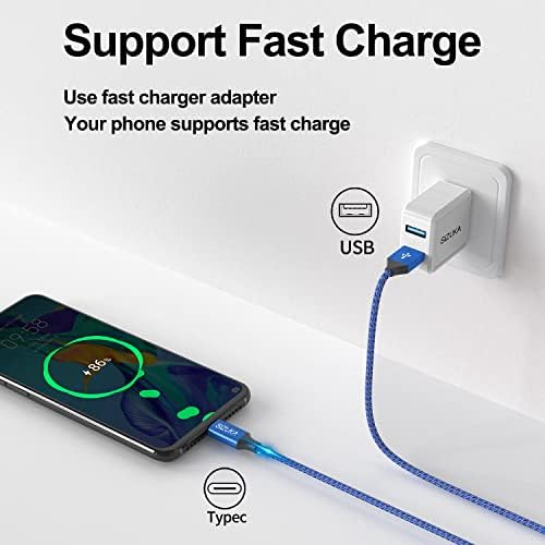 USB C Cable, [2Pack 2M] Nylon USB C Charging Cable Fast Charge Sync USB C Fast Charging Cable for Samsung Galaxy S20/S10/S9/S8 Plus Note 9 8, Huawei P20 Mate20, Google Pixel, Sony Xperia XZ
