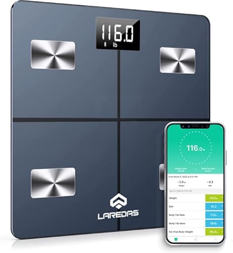 Weight Scale, Digital Bathroom Scale for Body Weight, Body Fat Smart Scale, 17 Accurate Body Composition Health Analyzer, Bluetooth Sync with App, Athlete Baby Mode, 440 lbs, Incl Batteries
