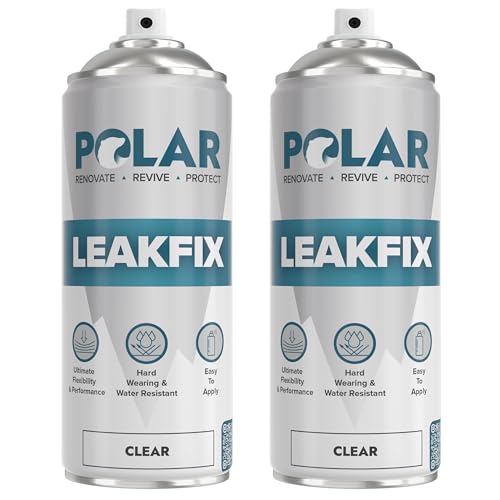 Polar Clear Leak Fix Spray - 2 x 400ml - Waterproof Roof Sealant - Instantly Seals Leaks and Cracks, for Lasting Protection on Roofs, Drainpipes and Gutter Repairs, for Interior and Exterior Use
