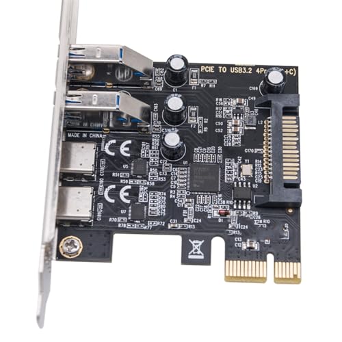 Super Speed 5Gbps USB 3.2 Gen1 Type C and USB PCIExpress Expansion Card with Metal Brackets for PC Computer