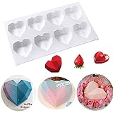 Diamond Heart Shaped Silicone Molds, Easter Cake Mold, Mother's Day 3D Love Geometric Baking Molds...