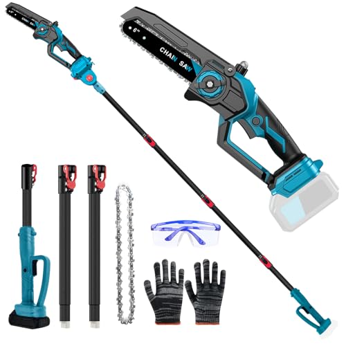 Motosierra de podar profesional compatible con Makita 18 V, 6 pulgadas, sin escobillas, 2 en 1, con mango telescópico y telescópico, podadora eléctrica, altura de trabajo de 4,5 m