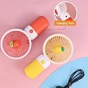 DIGSMORDEN Mini Handheld Fan – Battery & USB Rechargeable Portable Cartoon Strawberry Fan with Removable Base, Desk, Home, Office, Outdoor, Travel, Personal Cooling, Pink gallery image