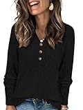 ATHMILE V Neck T-Shirts for Women Fall Tops Short Sleeve Sweaters Fashion Dressy Casual Business Tunic Blouses Black