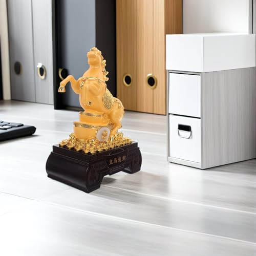 Sculpture de cheval Feng Shui dorée comme statue décorative de table - 6