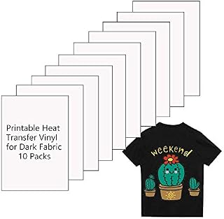 Printable Heat Transfer Paper Inkjet Printer Iron on HTV for Dark Fabrics or