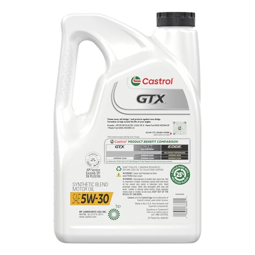 Castrol GTX 5W-30 Synthetic Blend Motor Oil, 5 Quarts 4 Castrol GTX 5W-30 Synthetic Blend Motor Oil