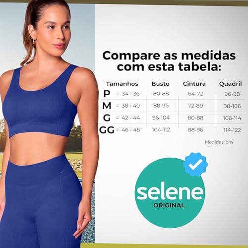 Conjunto Fitness Sem Costura Selene Short e Top Academia Feminino Adulto | Azul Índigo | G