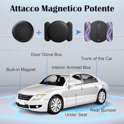 Traceur GPS pour véhicules, 2PCS Air Tracker Android Compatible avec Google Find Hub Localisateurs D’Objets Bluetooth Véhicule sans Abonnement, Magnétique Traceur caché Voiture pour Auto Moto (Noir) – vue 4