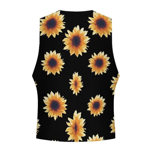 Watercolor Sunflower Formal Suit Vest for Men Waistcoat Printing Business Casual Dress for Tuxedo4