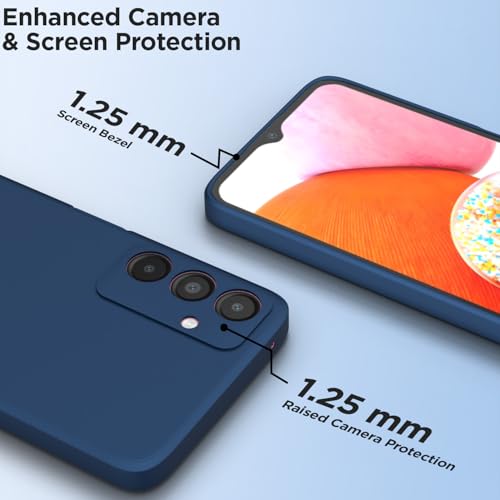 Image of Outlouders Back Cover for Samsung Galaxy A14 4G / A14 5G | Camera Protection | Durable Soft Matte Silicone Bumper Case (Blue)