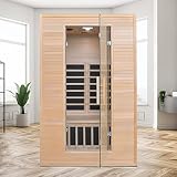 Dry Sauna 2 Person Hemlock Wood Low EMF FAR Infrared Home Sauna Set 1750W For Home with LED Control