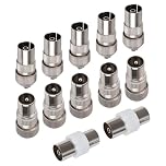 Harnovlis 12 PCS TV Aerial Connectors Set, 5 Male, 5 Female, 2 Female-to-Female Couplers, Coaxial Cable Connectors Adaptor for RF Cable