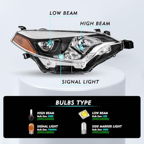 Image of TUSDAR LED Headlight Assembly for 2014 2015 2016 Toyota Corolla (W /Bulbs)