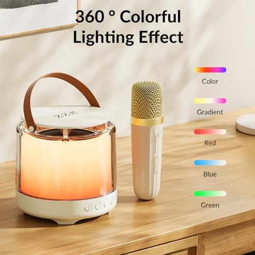 Kids Mini Karaoke Machine: Portable Bluetooth Speaker with 2 Wireless Mics for Kids & Adults - Perfect Birthday Party Home Entertainment, Ideal Gifts for Girls & Boys 4-12