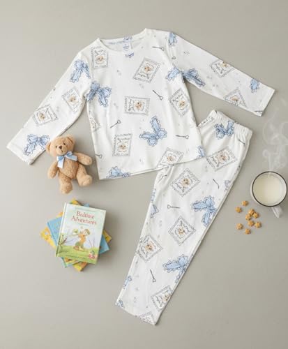 Image of ANTHRILO Bow Key CAT Long Sleeve Pyjama Set - White | 1-2 Years