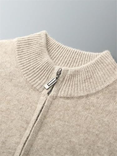 Men's Winter Zippers Cardigan Mock Neck Long Sleeve Cashmere Sweater2