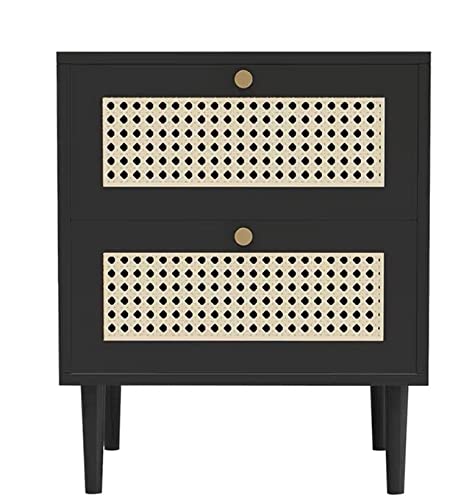 Komoda Nocna Stolik Nocny Drewniana Szafka Nocna Stolik Nocny Szafka Nocna Z 2 Szufladami Sofa Szafka Do Przechowywania W Sypialni Stoliki Nocne Stolik Boczny(Black)
