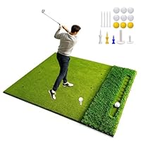 150 x 120cm Golf Abschlagmatte, mit 40mm Rough & 16mm Fairway Turf, 10mm Eva Polsterung, Dual Tee- & Chipping-Bereich, inkl. 9 Bälle & Tees, Extra Dicke Premium Golf Übungsmatte