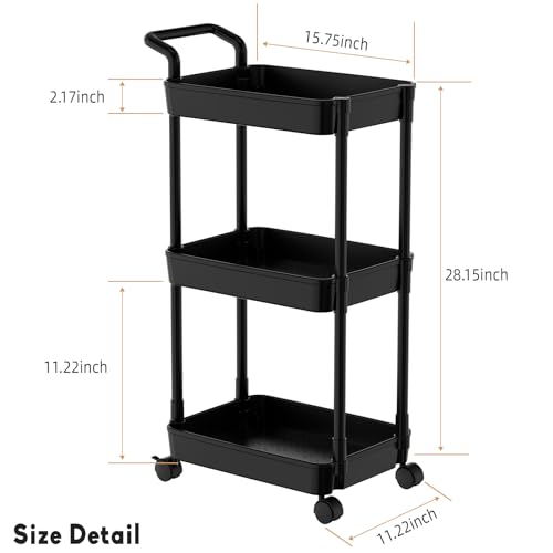 Image of Volnamal Diaper Caddy - Plastic Diaper Organizer for Nursery Essentials, Baby Organizers and Storage, Movable Cart for Changing Table & Crib, Baby Registry Search, Black