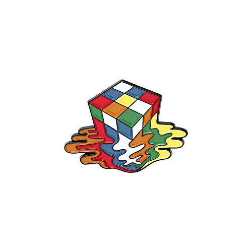 ROFARSO Magic Cube Enamel Lapel Pin Set Cartoon Melting Rubik's Cube Pin, Accessory for Backpacks Clothing Bags Hats Shirts