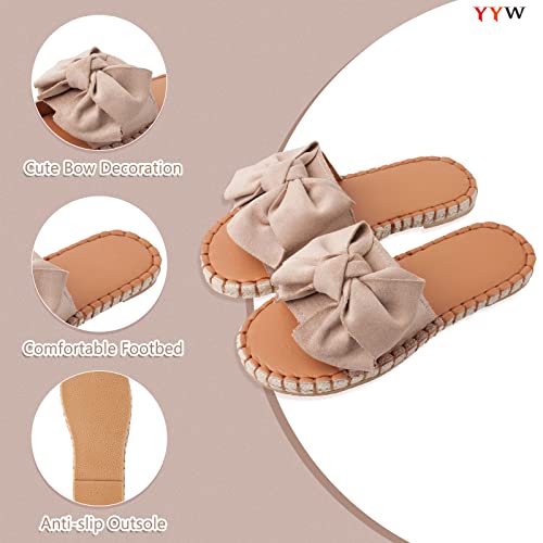 Yyw KISYG365214 Slides For Women Flat Slide Sandals Slip On Open Toe Sandals Casual Style With Bowknot Ornament thumb #1