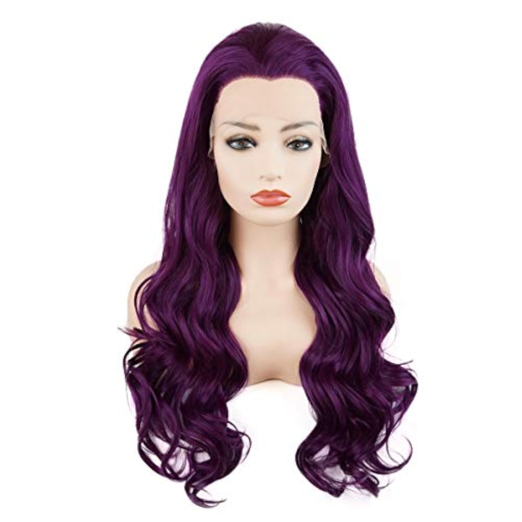 Wavy Long 24inch Purple Synthetic Lace Front Wig