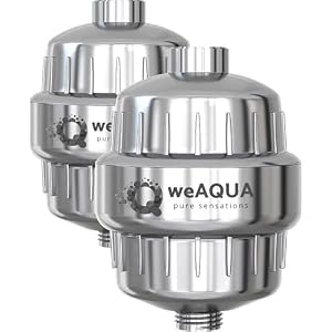 weAQUA Heavy Duty 2-PACK Shower Filter for Hard Water Chlorine Heavy Metals