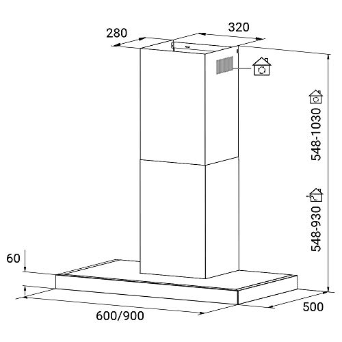 Afzuigkap 90 cm/Muur Afzuigkap/roestvrij staal/zwart glas/WiFi/automatische uitschakeling/Aanraakbediening / FLAT9005ED - Image 8
