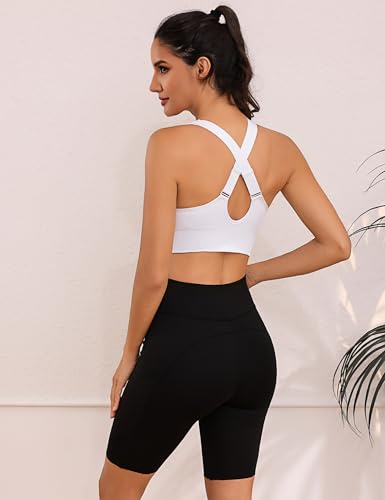 Litherday Sujetador Deportivo Mujer sin Aros y sin Costuras con Espalda Cruzada Push Up para Yoga, Running y Fitness Blanco S - imagen 2